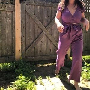Urban Outfitters Purple Linen Blend Jumpsuit, Small